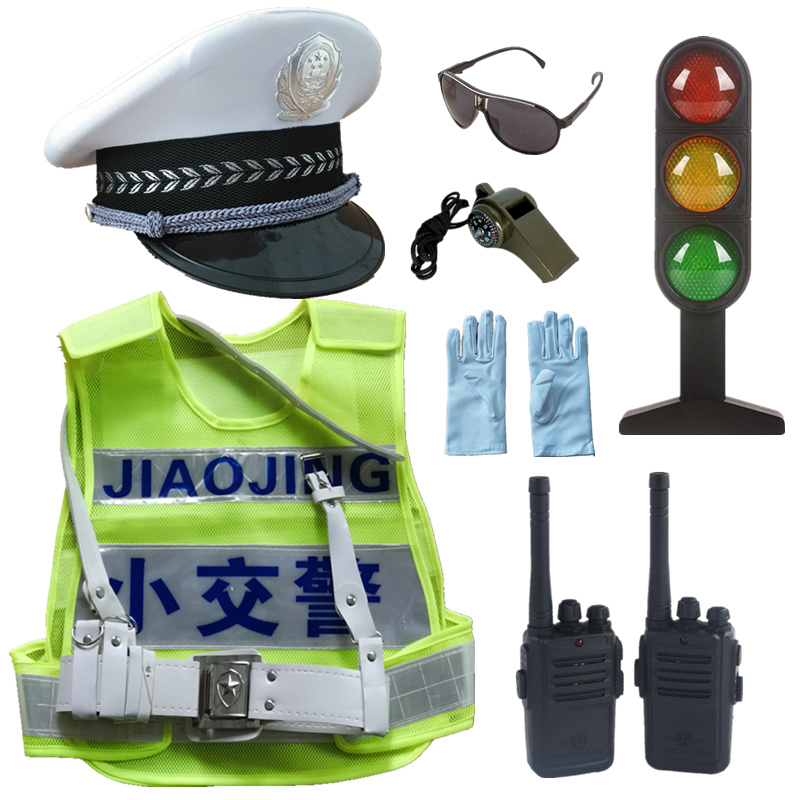 Children's police uniform acting out of police cap male and female minor police minor traffic police large cap black cat sheriff's hat toy-Taobao