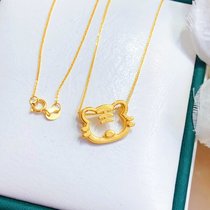 Gold 3D hard gold tiger frame necklace cute tiger bracelet twelve Zodiac transfer Beads pendant gift goddess