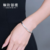 Shunqin silver building S9999 sterling silver bracelet female simple plain ring glossy foot silver bracelet silver bracelet Young silver jewelry