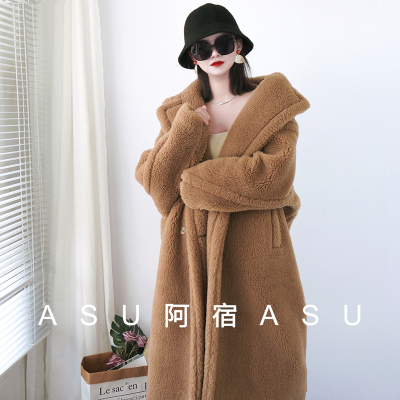 Magubama m Teddy Bear Coat for Women 2025 Winter New Alpaca Wool Blend Mid-Length Fur Coat