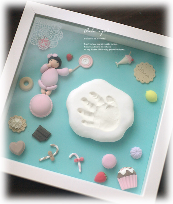 Handmade custom newborn baby baby print Childhood memorial small hand and foot print clay little princess sweetheart frame