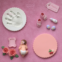 Newborn gift baby baby souvenir palm print foot mold photo frame pure handmade custom