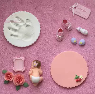 Newborn gift Baby print Baby souvenir Palm print mud foot mold photo frame handmade customization