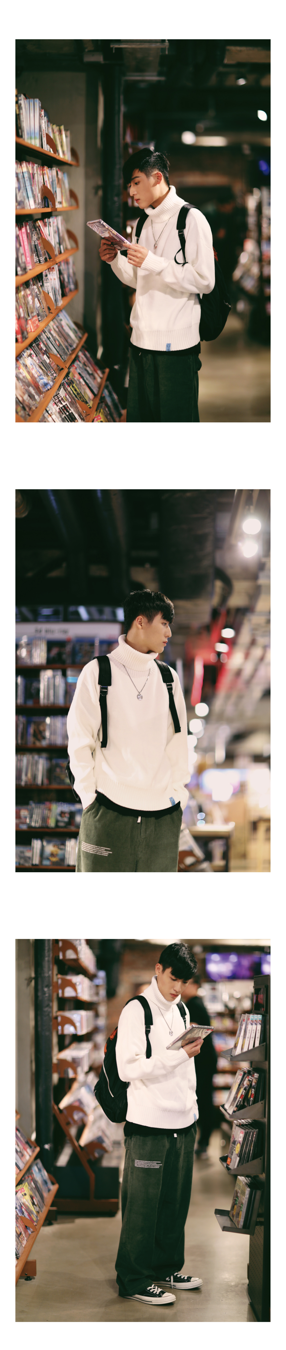 PSO Brand 18AW4 mùa thu đông ấm áp đơn giản và thoải mái màu sắc rắn đôi nam nữ áo len cao cổ áo len thổ cẩm