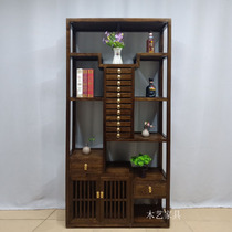 Old elm Puer tea cake cabinet storage cabinet solid wood tea display rack antique rack Duobaoge Bogu shelf
