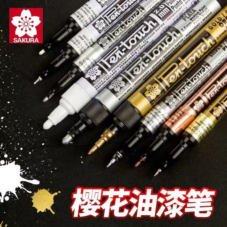 Japanese Sakura Cherry Blossom Paint Pen Hand-Painted Highlight White Pen Silver Gold Paint Pen Gold Signature Pen Signature Pen