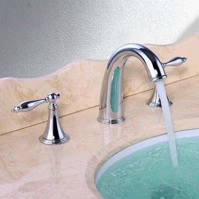 High-End Fenio American-Style K-8670T-4-Cp All-Copper Hot and Cold Water Three-Hole 8inch Basin Faucet