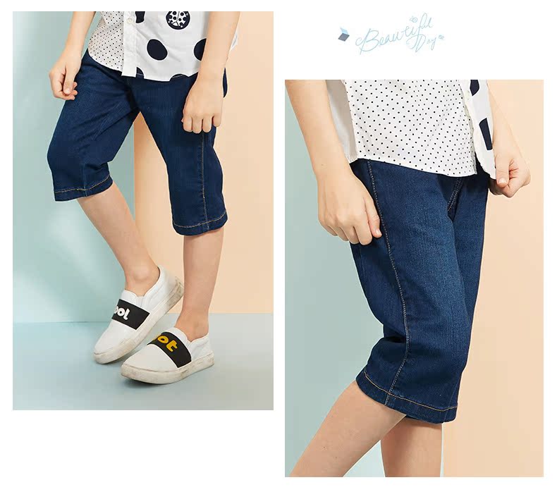 Didi hươu quần áo trẻ em 2018 mùa hè cậu bé mới của quần short trong trẻ em lớn của jeans cắt quần trẻ em quần âu