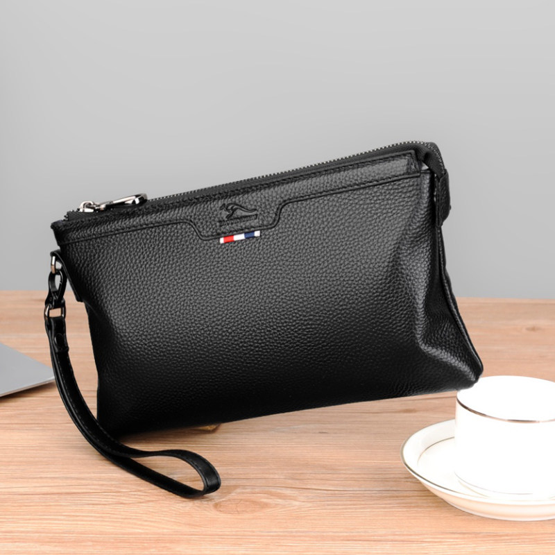 Kangaroo handbag men's leather men's large-capacity high-end cowhide men's clutch bag business folder bag envelope bag clutch