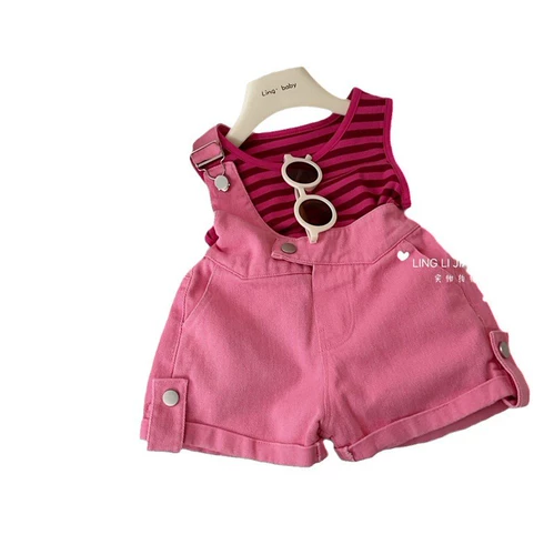 Джинсовые детские штаны, летний жилет для раннего возраста, комплект