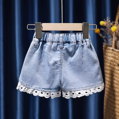 Летняя одежда с бантиком, детская джинсовая юбка, шорты для девочек, штаны, в западном стиле, в корейском стиле, детская одежда