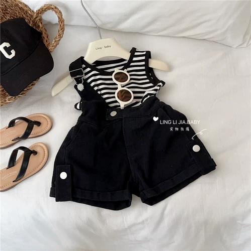 Джинсовые детские штаны, летний жилет для раннего возраста, комплект