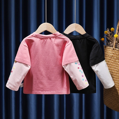 Базовый приятный телу детский осенний хлопковый лонгслив, в западном стиле, 2024 года, в корейском стиле