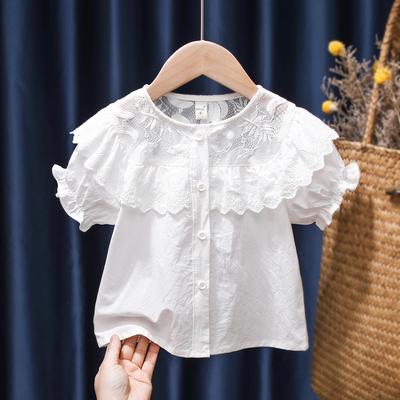 taobao agent Summer clothing, cute doll, 2023 collection, with short sleeve, cotton and linen, doll collar