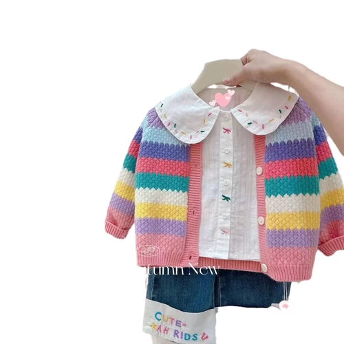 Свитер, осенний кардиган, детская осенняя трикотажная куртка, в западном стиле