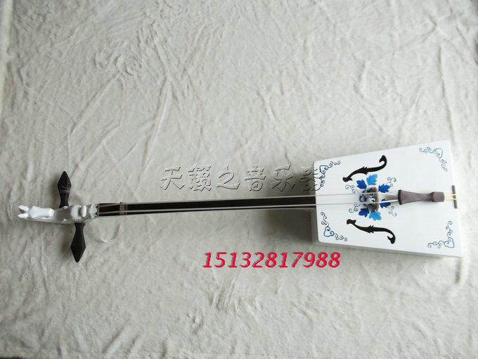 Factory direct sale ebony fingerboard matouqin ebony shaft double-headed white piano lacquer blue peony flower matouqin gift box