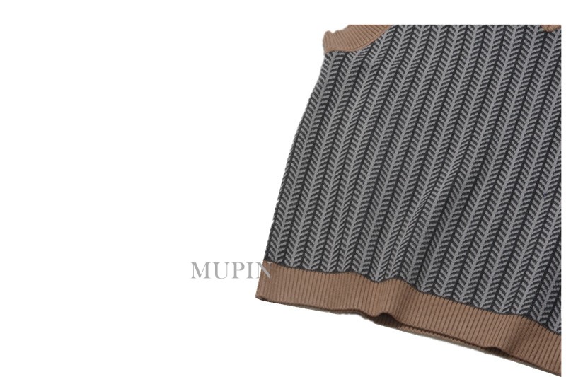 Mẫu xương cá tính retro ~ gõ với cổ áo và cổ chữ V lỏng lẻo đan áo len dệt kim vest nữ mùa thu phong cách mới áo len cao cổ