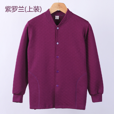 Bông ba lớp phụ nữ đồ lót ấm cardigan trong vỗ béo trung niên và người già để tăng bông len kẹp bông mỏng dày lót ấm.