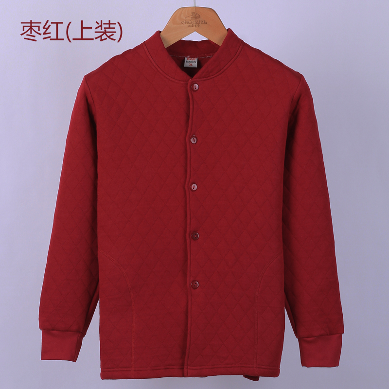 Bông ba lớp phụ nữ đồ lót ấm cardigan trong vỗ béo trung niên và người già để tăng bông len kẹp bông mỏng dày lót ấm.