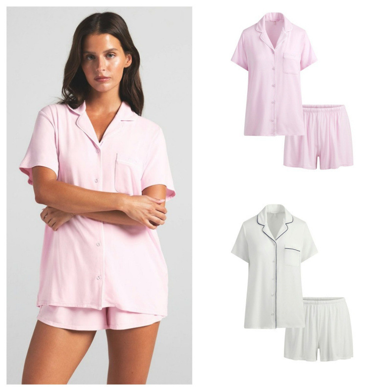 Skims Kardashian Sleep Set Short-Sleeved Shorts Summer Shirt Pajama Pants Sleepwear Loungewear Set Comfortable