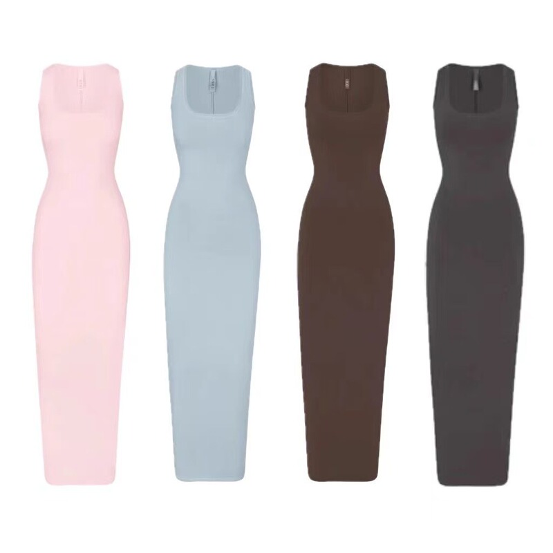 Skims Kardashian New Vintage Long New Retro Slit U-Neck Tank Top Long Dress Skims Kardashian New Vintage Long New Retro Slit U-Neck Tank Top Long Dress