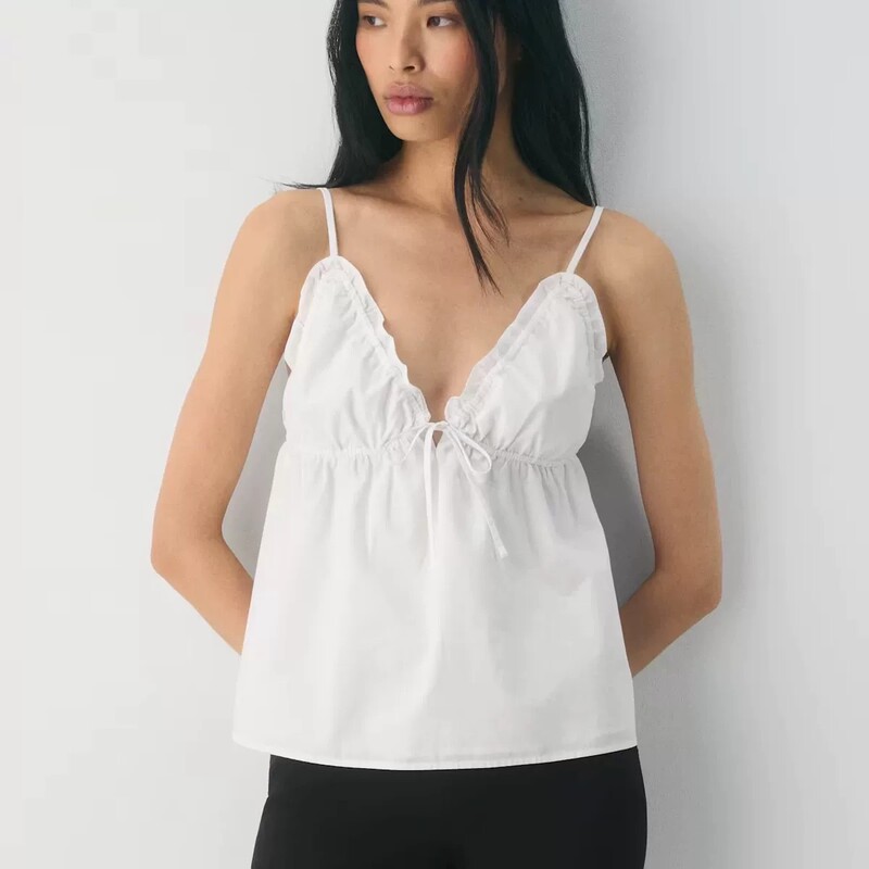 Aritzia New Summer Style Small Camisole Top for Women with Deep V Neck, Sexy and Versatile Casual Lace Loose Vest