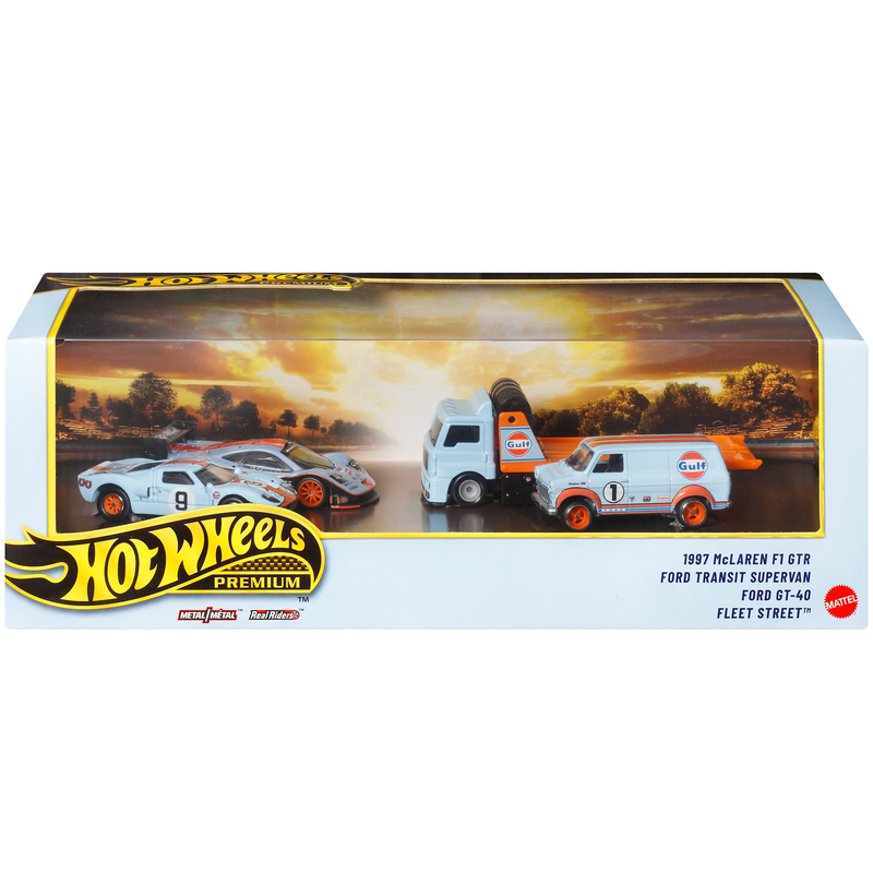 Hot Wheels Gmh39 Alloy Car Culture Collection Set Mercedes Garage Iron Base Rubber Tire Transport Vehicle