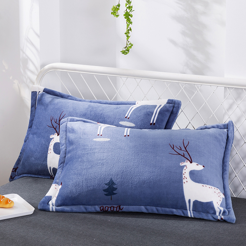(A pair) Faler thick pillowcase 48x74cm students single autumn and winter coral velvet pillowcase