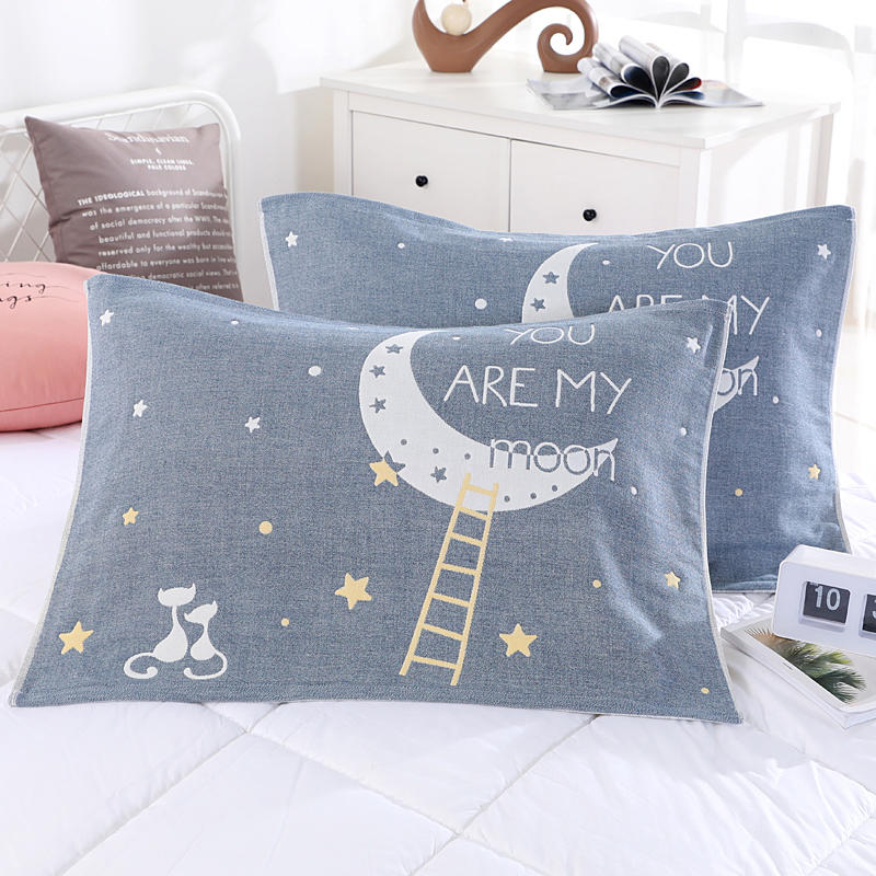 Full cotton 4-layer gauze pillow towel pair of padded pure cotton thickened single double pillow with soft and skin-absorbing sweat pillow