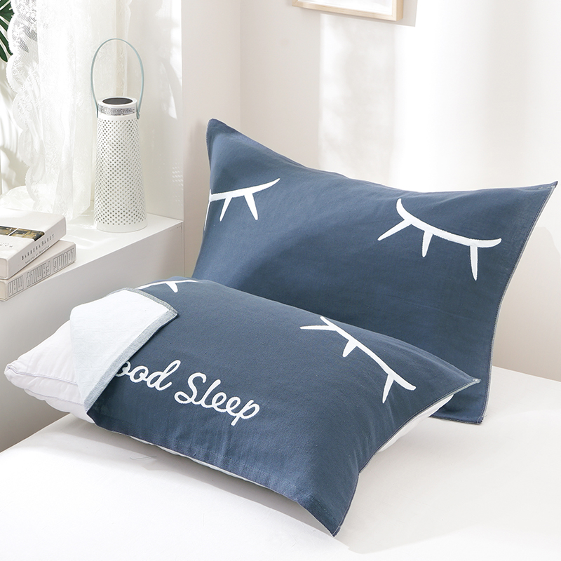 Pillow towel pure cotton a pair of gauze pillow towel for boys three layers thickened 100 whole cotton high - grade dark single household