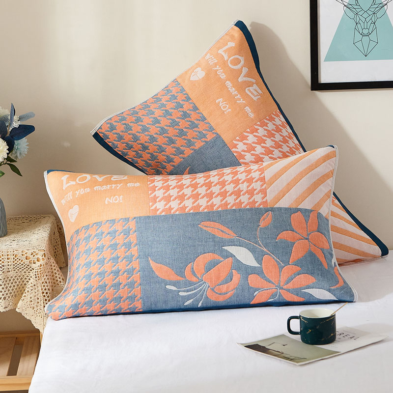 Agelea Kilobird Love Four Layers Gauze Pillow Towel Pair Loaded Pure Cotton China Wind Full Cotton Pillow Towels Thickened