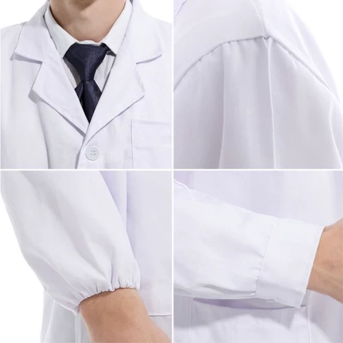Длинный белый халат для работы, униформа врача для школьников, средней длины