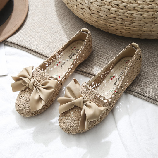 Peking -Stoffschuhe, Bohnenschuhe, neue Frühlings- und Herbst -Arbeitsschuhe, weicher alleiniger Sommer flacher Mund, Frauen, Frauen, Frauen