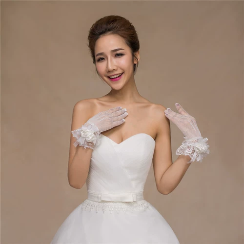 Ципао для невесты, свадебное платье, красные перчатки, короткая кружевная лента