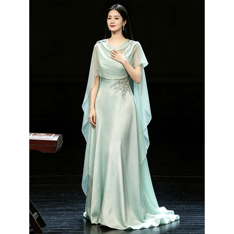 Guzheng Performance Dress 2026 New Model New Chinese Style National Style Vocal Performance Exam Solo Performance Long Dress Host Costume