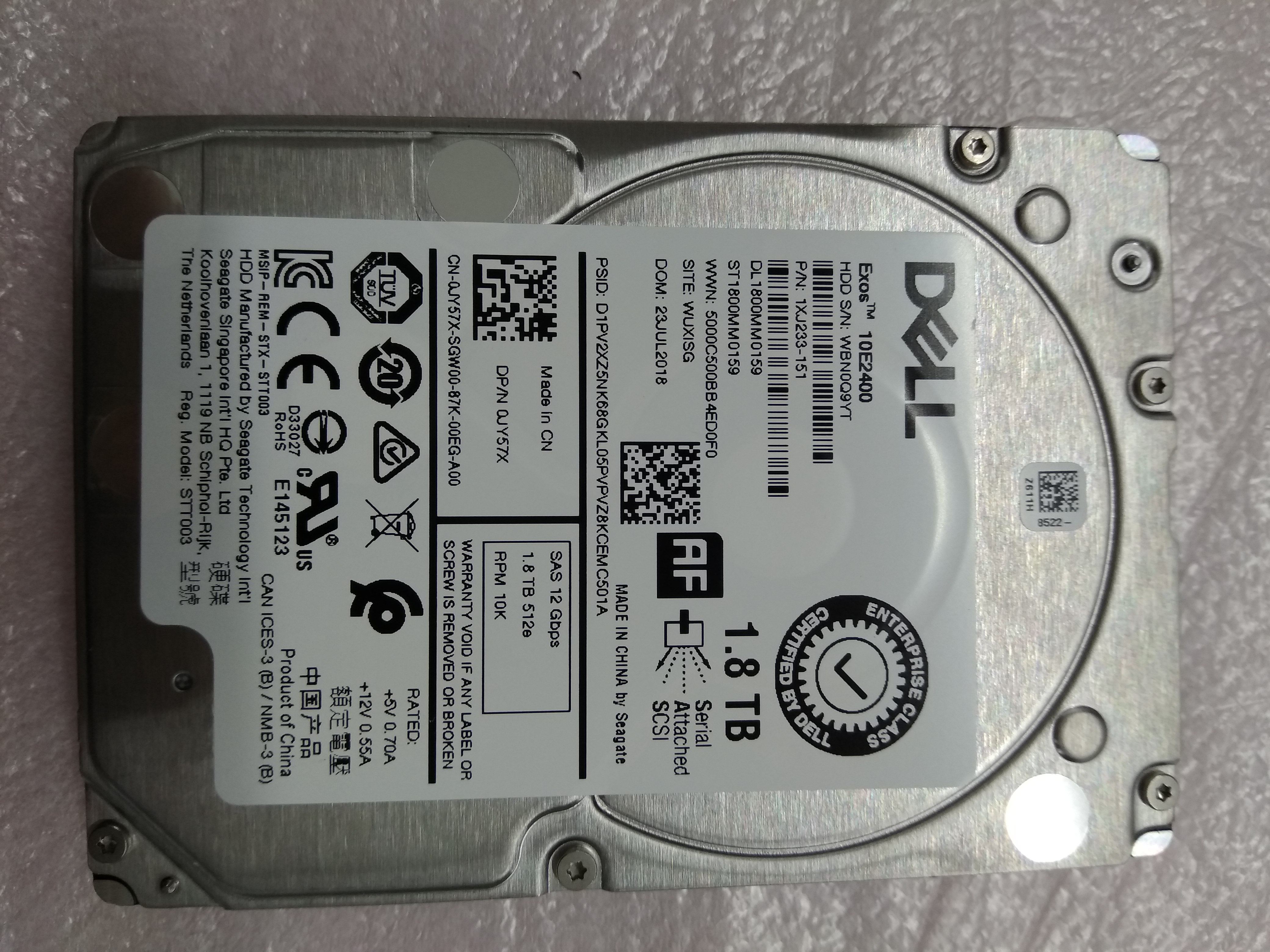DELL Dell 1 8TB 1 8T SAS 10K 2 5 "Enterprise Server Hard Drive Factory Warranty