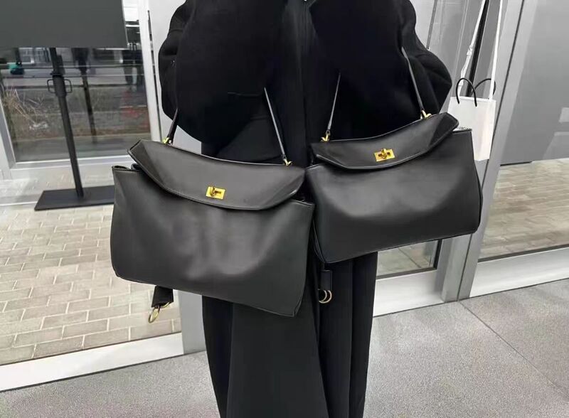 New B Brand Relaxed Style Ro*Deo Bag, First Layer Cowhide Leather, Large Capacity Shoulder Bag, Women's Handbag, Kelly Underarm Bag