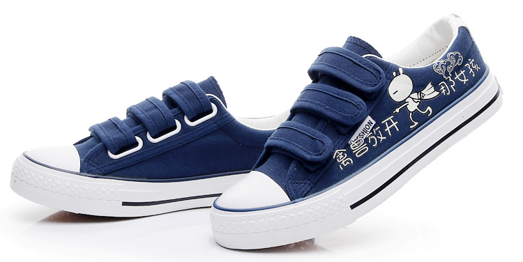 Mùa hè thoáng khí Velcro huỳnh quang giày vải nam giới và phụ nữ cá tính graffiti giày thủy triều sinh viên giày lười sáng giày của nam giới giay the thao