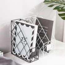 Nordic style iron art simple A4 paper desk bookshelf Office supplies Desktop storage box Folder shelf