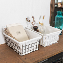 Wrought iron dormitory clothes storage basket Japanese bathroom storage basket Kitchen storage basket Desktop cosmetics storage box