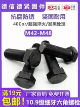 10 9 grade fine teeth outside hexagonal screw screw fine button bolt extra length M42M48*3x150x300