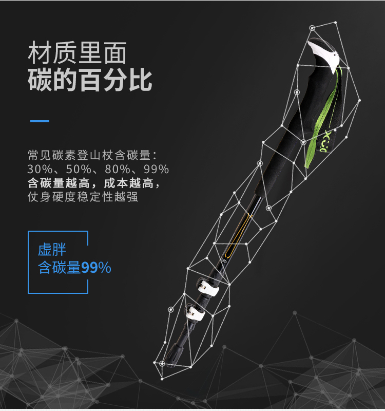 Khóa carbon ngoài trời 3K trekking cực nhẹ gấp kính thiên văn dính cao cấp leo núi nạng leo núi titan que - Gậy / gậy gậy ba chân để điện thoại