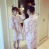 Áo ngủ kimono anh đào Nhật Bản nữ mùa hè cotton ngắn tay dễ thương đồ ngủ phụ nữ mồ hôi quần áo ren váy ngủ đầm ngủ dễ thương hàn quốc Đêm đầm