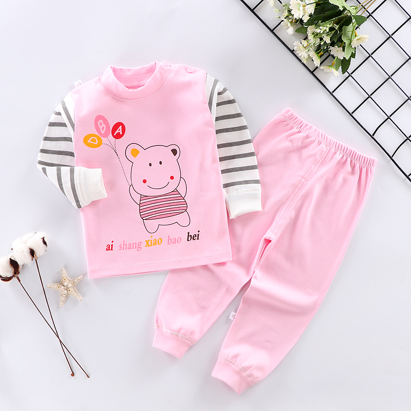 Bông childrens đồ lót vai mở quần mùa thu bé bông bông bộ trẻ sơ sinh quần pajama 0-5 nhà quần áo.