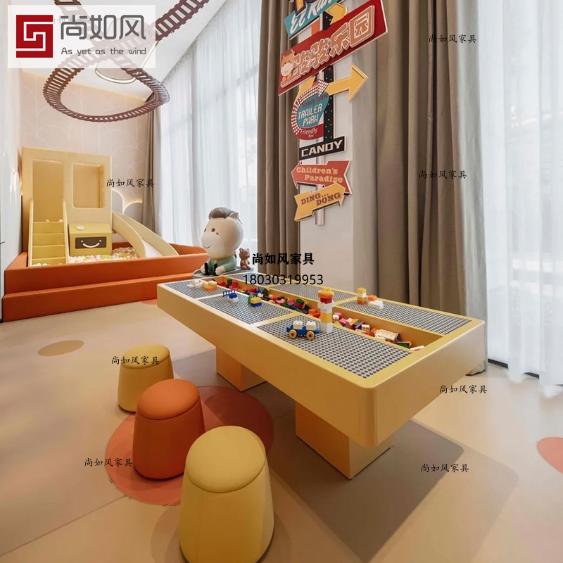 Sales Office Children's Table and Chair Set, Early Education Kindergarten Mezzanine Handmade Educational Toy Building Block Table