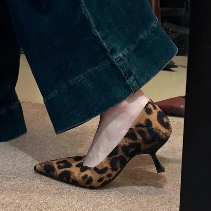 French-Style Elegant Lady Leopard Print Single Shoes Women's Shoes 2026 Spring and Autumn New Versatile Pointed Toe Stiletto Red High Heels