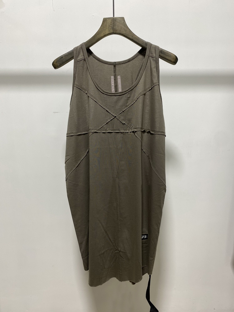 Khaki21 Spring and summer new pattern   Chaopai Auxiliary line Ribbon External Cut edge Splicing Arc Curling fashion Thin vest   Men's and women's money