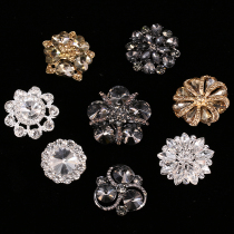 Metal fur mink button button button high-grade coat button accessories female black fashion female petal rhinestone diamond buckle