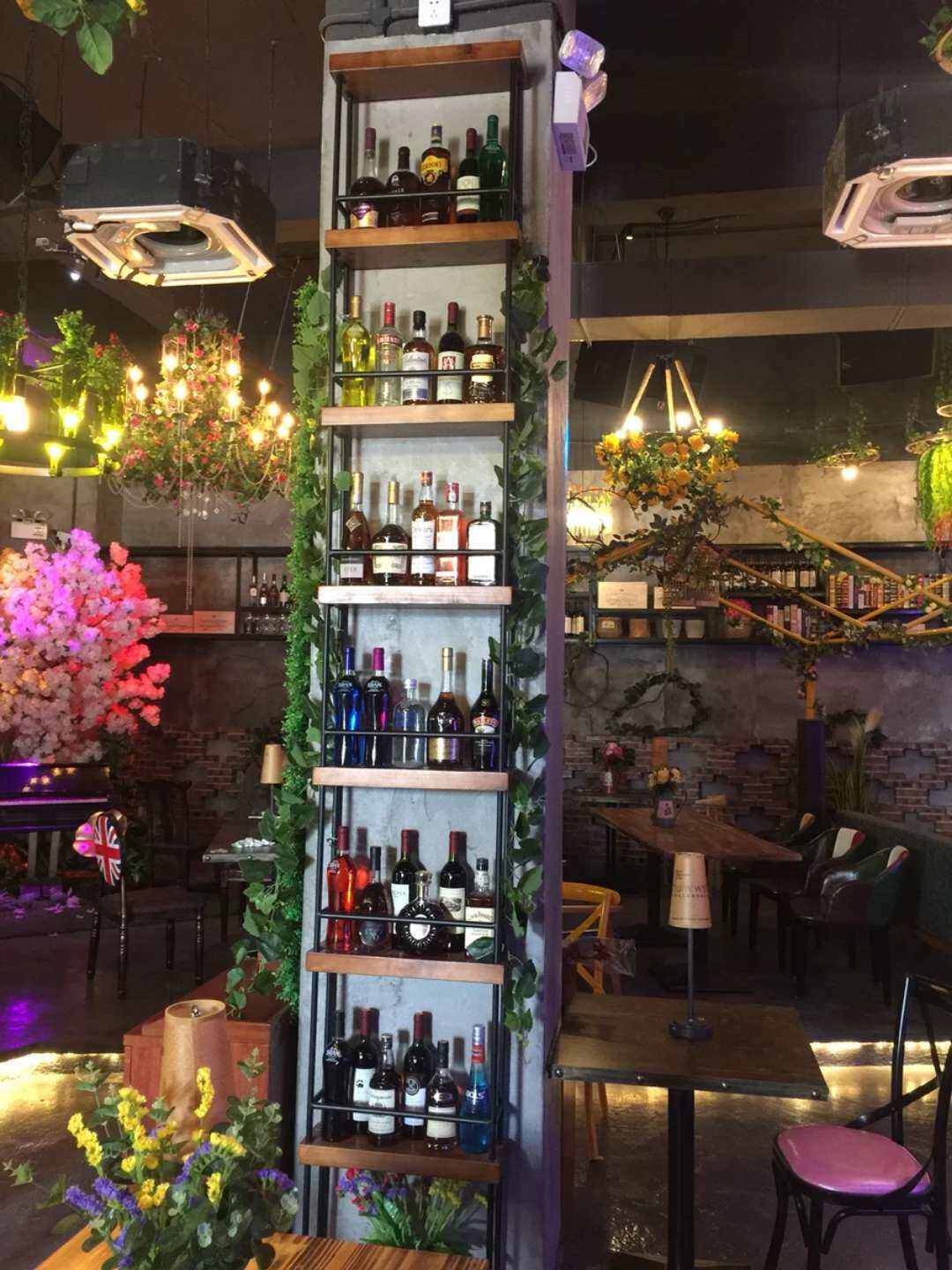 Clear Bar Retro Iron Art Solid Wood Wine Rack Shelf by wall Decorative Red Wine Rack Dining Room Bar Red Wine Rack Custom