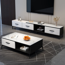 New Italian minimalist retractable slate TV cabinet combination living room small apartment Nordic audio-visual cabinet simple coffee table